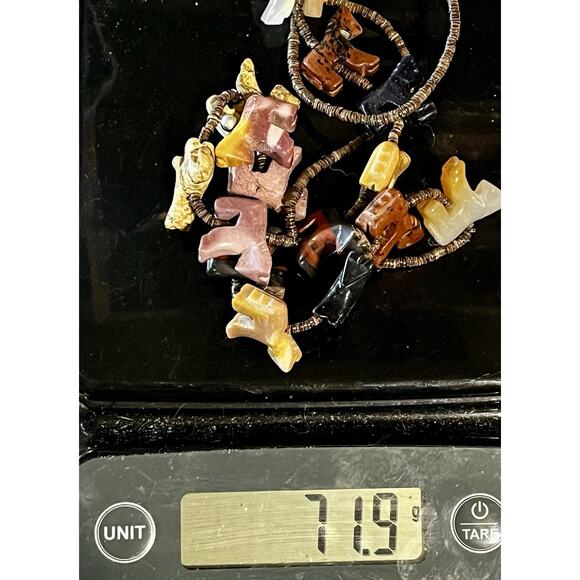 Zuni Sterling Silver Fetish Necklace Multicolor Jasper Rhodonite Carve Stone 28" - Picture 15 of 15